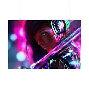 Vibrant Art Prints, Matte Horizontal Posters with Abstract Cyberpunk Design, Wall Decor for Gamers, Gift for Tech Enthusiasts, [...]