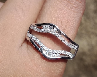 Moissanite Sterling Silver Ring Guard – Wedding Ring Enhancer