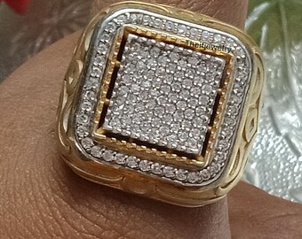 Moissanite Men's Engagement Ring: 14K Yellow Gold Plated