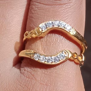 Moissanite Ring Enhancer: 14K Yellow Gold Plated Bridal Ring Guard