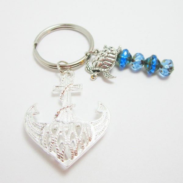 Nautica ancla llavero tortuga encanto Rondelles Checa Picasso azul