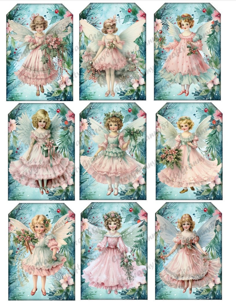 Christmas Angel Gift Tags: Printable Holiday Journal Embellishments ...