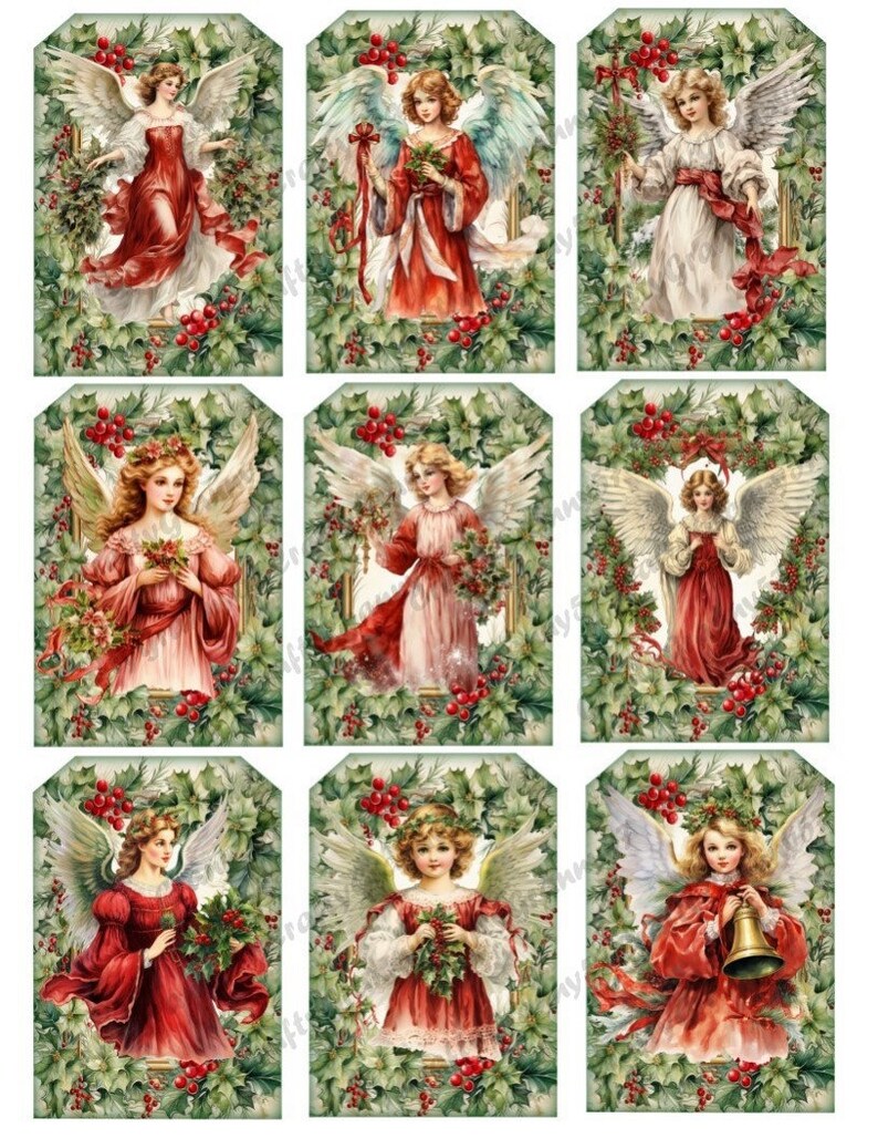 Christmas Angel Gift Tags: Printable Holiday Journal Embellishments ...
