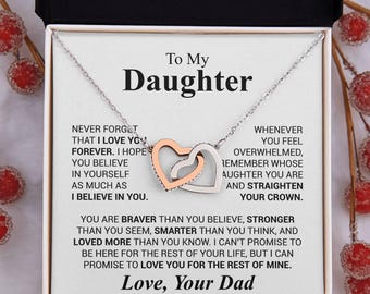 Daughter Gift From Dad, Father Daughter Gift, Dad to Daughter Gift, Christmas Birthday Gift, To My Daughter Necklace from Dad, Daughter Card