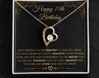 Happy 15th Birthday, 15th Birthday Gift Girl, 15th Birthday Necklace, 15th Birthday Card, Gift For 15 Year Old Girl, Fifteenth Birthday