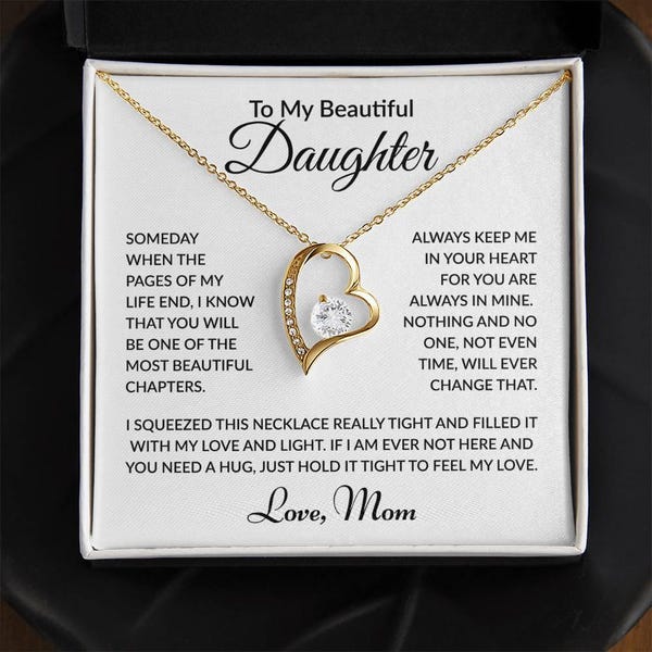 Regalo de mamá para hija: collar de corazón de oro de 18 quilates con circonitas cúbicas.