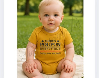 Funny Baby Bodysuit | “There’s Poupon on Everything” Onesie | Baby Shower Gift | Mustard Baby Outfit | New Parent Humor