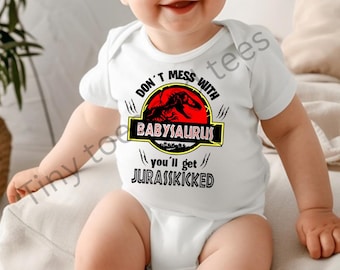 Don’t Mess With Babysaurus Baby Onesie | Funny Dinosaur Baby Bodysuit | Jurassic Baby Outfit | Baby Shower Gift | Unisex Baby Clothes