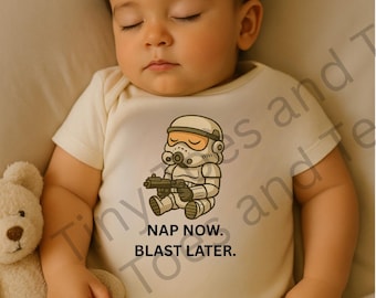 Nap First Blast Later Baby Onesie® – Star Wars Stormtrooper  – Funny Star Wars Baby Shower Gift – Newborn to 24 Months