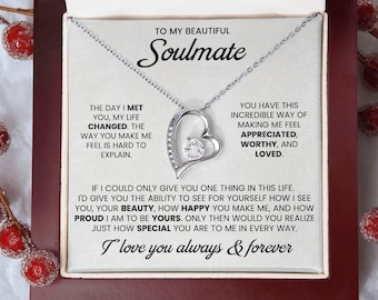 To My Soulmate Halskette - Romantisches Geschenk für die Frau, Jahrestag Schmuck, Valentinstag Halskette, Geschenke für die Freundin, Schmuck für Paare