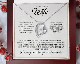 To My Wife Necklace - Heartfelt Jewelry for Wife, Anniversary or Birthday Gift, Love Necklace
