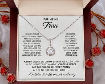 Für meine Frau Halskette – Ehefrau Geschenk zum Jahrestag, Valentinstag mit Botschaft