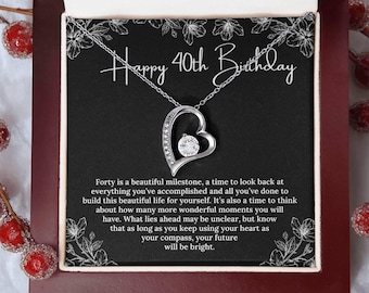 Happy 40th Birthday, 40th Birthday Necklace for Her, 40th Birthday Gift