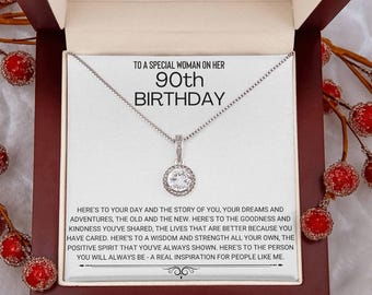 90th Birthday Necklace, Happy 90th Birthday Gift for Her, 90th Birthday Jewelry