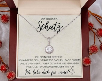 Geschenk für Sie – An meinen Schatz Halskette mit Botschaft