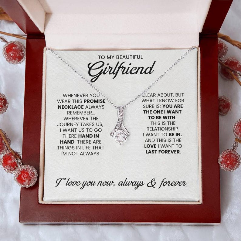 To My Girlfriend Necklace - Perfect Romantic Gift for Birthday, Anniversary, Valentine's Day, Christmas, Couples Jewelry