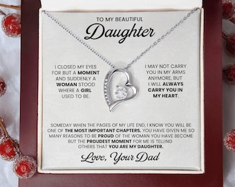 To My Daughter Necklace from Dad – Father Daughter Gift for Birthday, Christmas, or Graduation