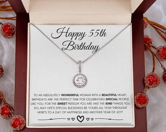 55th Birthday Necklace, Happy 55th Birthday Gift for Her, 55th Birthday Jewelry