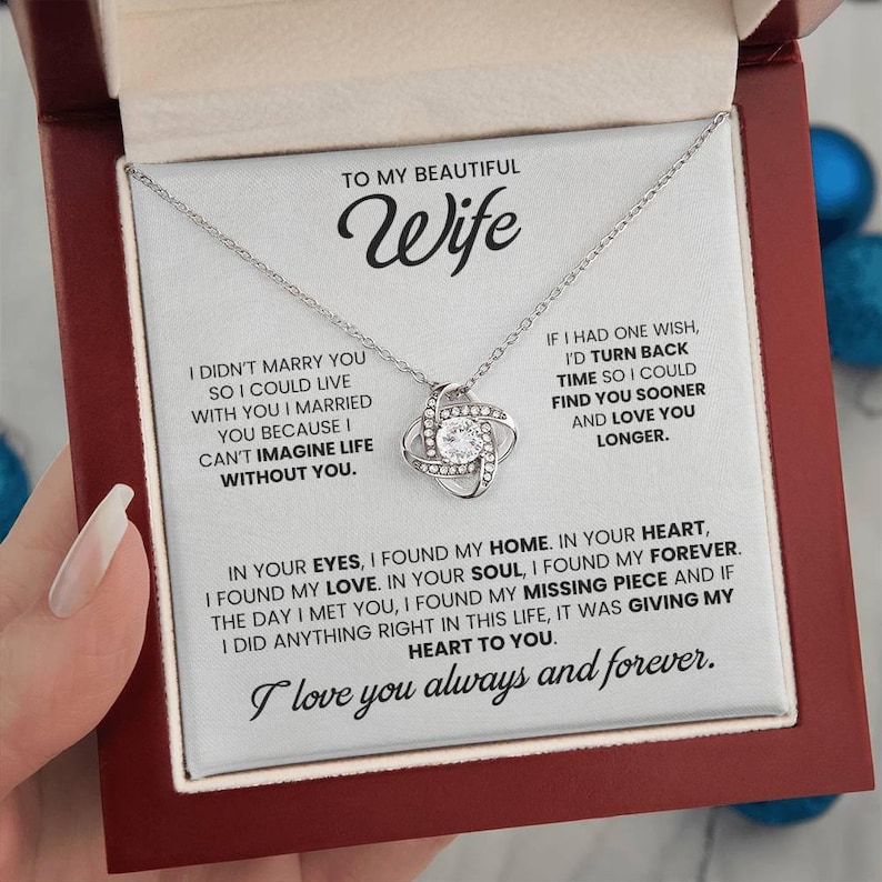 To My Wife Necklace - Heartfelt Anniversary Gift, Birthday Jewelry for Wife, Romantic Gift for Her