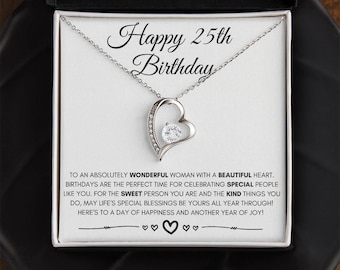 25th Birthday Necklace For Her, Happy 25th Birthday Gift, 25th Birthday Card, 25th Birthday Present, Turning 25 Jewelry, 25th Milestone