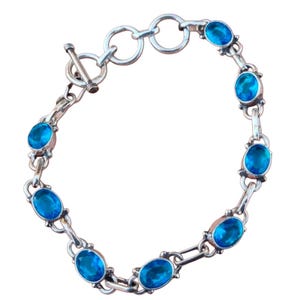 Bracelet Blue Topaz, 925 Sterling silver Bracelet Handmade for women Jewellery, Blue Topaz Jewellery Adjustable  Bracele,t