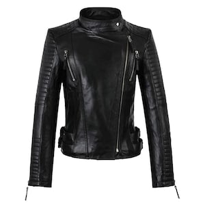Classic Leather Jacket For Women Punk Moto Coat PU Biker Bomber Jacket