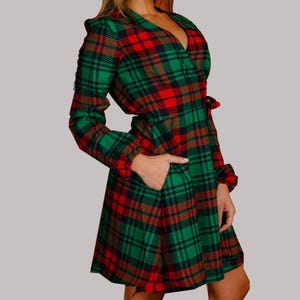 Plaid Christmas Wrap Dress
