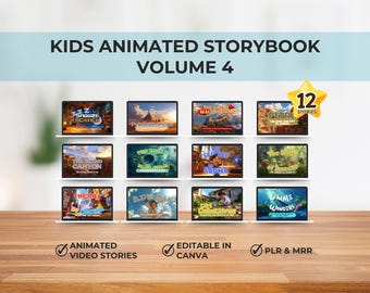 Kids Animated Storybook Bundle – Vol. 4 (12 Stories) | Editable Canva Video Stories | PLR & MRR