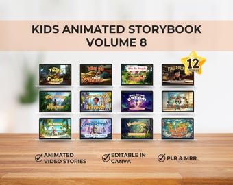 Kids Animated Storybook Bundle – Vol. 8 (12 Stories) | Editable Canva Video Stories | PLR & MRR