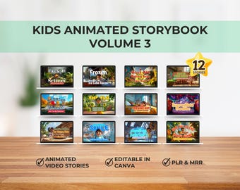 Kids Animated Storybook Bundle – Vol. 3 (12 Stories) | Editable Canva Video Stories | PLR & MRR