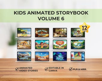Kids Animated Storybook Bundle – Vol. 6 (12 Stories) | Editable Canva Video Stories | PLR & MRR