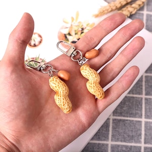 Handmade Realistic Peanut Keychain | Resin Food - Themed Key Ring | Unique Novelty Gift for Peanut Lovers