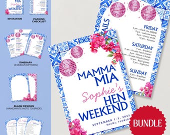 Paquete personalizable de despedida de soltera "Mamma Mia" / Plantilla de Canva / Plantilla editable / Despedida de soltera (Descarga digital)