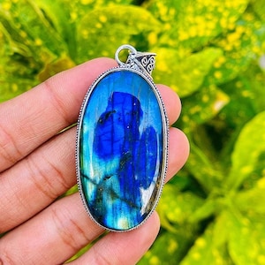 Labradorite Pendant 925 Sterling Silver | Handmade Labradorite Gemstone Jewelry | Labradorite Necklace with Chain, Gift for Her