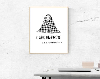 Divertente stampa artistica di un levriero italiano / Citazione di Iggy "Blankets" (download digitale)