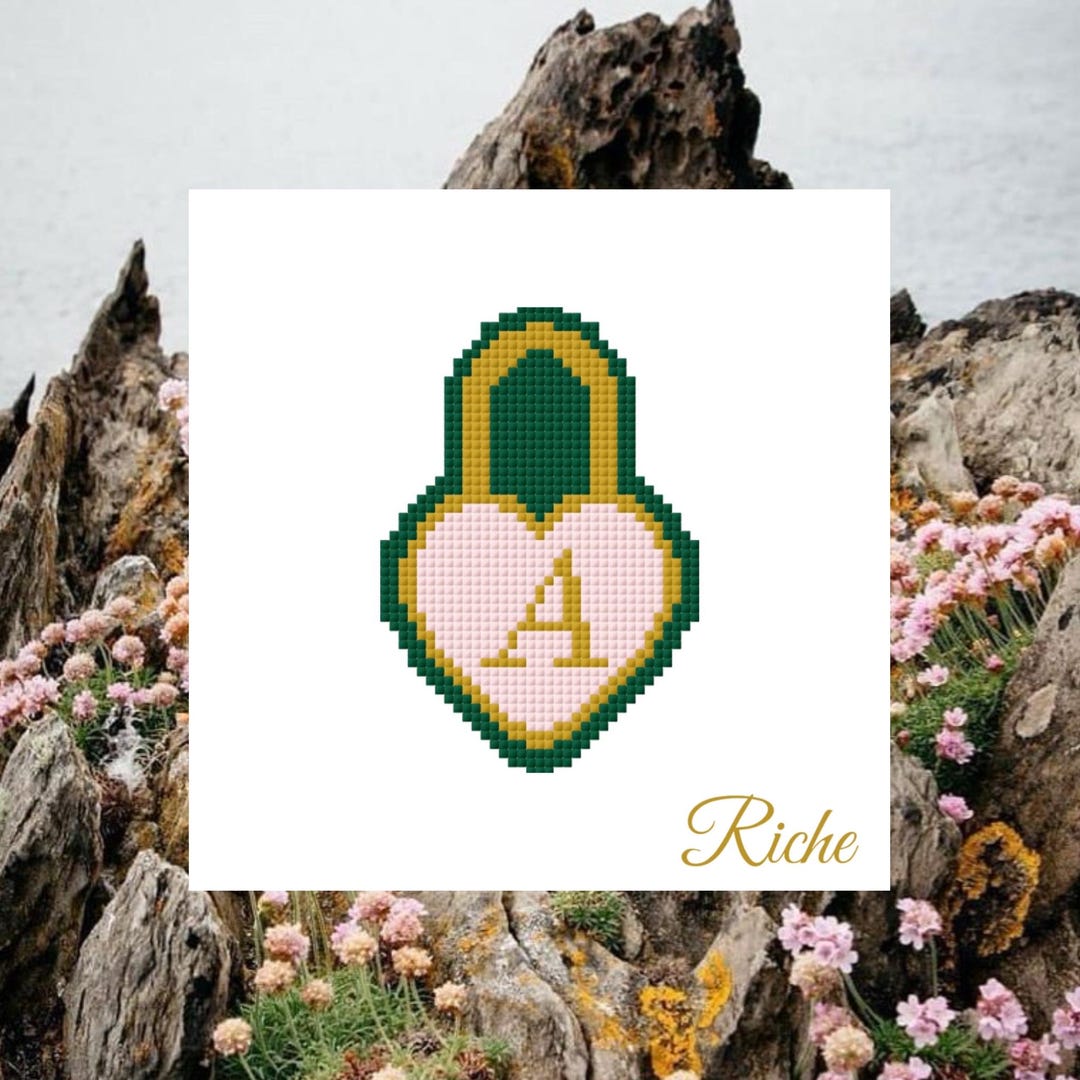 Monogram Locket Needlepoint Pattern | A-Z Initial Chart (PDF Download ...