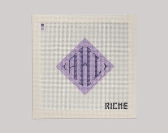 Custom Monogram Needlepoint Canvas | Hand Painted 13 Mesh | Personalized Design