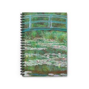 Claude Monet Fine Art Spiral Notebook - &#39;The Japanese Footbridge&#39; Print, Ruled-Line Journal