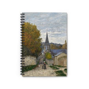 Claude Monet Fine Art Spiral Notebook - &#39;Street in Sainte-Adresse&#39; Print, Ruled-Line Journal