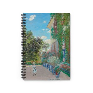 Claude Monet Fine Art Spiral Notebook - &#39;The Artist&#39;s House at Argenteuil&#39; Print, Ruled-Line Journal