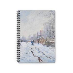 Claude Monet Fine Art Spiral Notebook - &#39;Snow at Argenteuil&#39; Print, Ruled-Line Journal