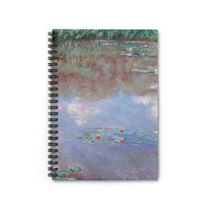 Claude Monet Fine Art Spiral Notebook - &#39;The Water Lily Pond (Clouds)&#39; Print, Ruled-Line Journal