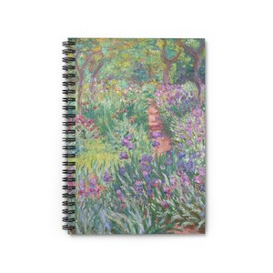 Claude Monet Fine Art Spiral Notebook - &#39;The Artist&#39;s Garden in Giverny&#39; Print, Ruled-Line Journal