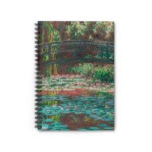 Claude Monet Fine Art Spiral Notebook - &#39;Water Lily Pond&#39; Print, Ruled-Line Journal