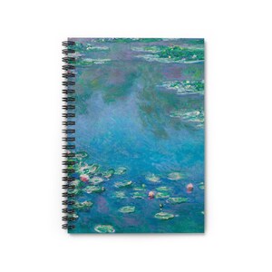 Claude Monet Fine Art Spiral Notebook - &#39;Water Lilies&#39; Print, Ruled-Line Journal