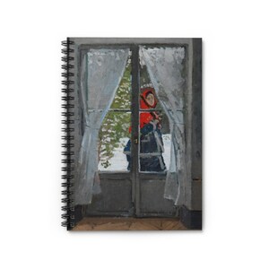 Claude Monet Fine Art Spiral Notebook - &#39;The Red Kerchief&#39; Print, Ruled-Line Journal