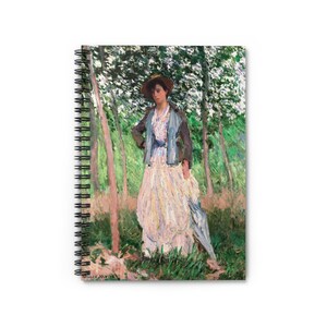 Claude Monet Fine Art Spiral Notebook - &#39;The Stroller&#39; Print, Ruled-Line Journal