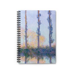 Claude Monet Fine Art Spiral Notebook - &#39;The Four Trees&#39; Print, Ruled-Line Journal