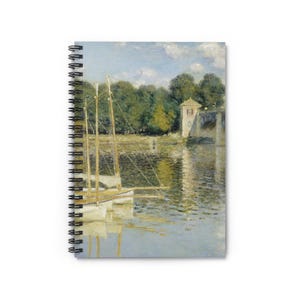 Claude Monet Fine Art Spiral Notebook - &#39;The Argenteuil Bridge&#39; Print, Ruled-Line Journal