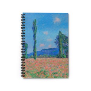 Claude Monet Fine Art Spiral Notebook - &#39;Poppy Field, Giverny&#39; Print, Ruled-Line Journal